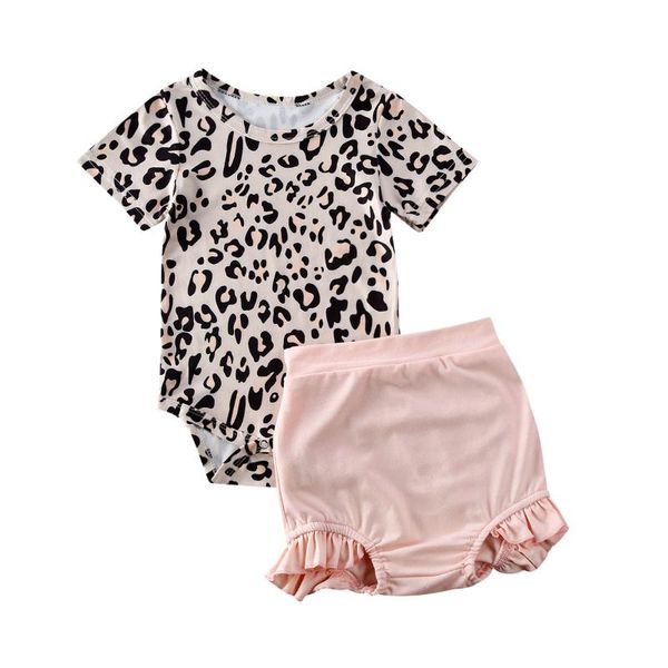 clothing sets baby summer set born infant girl short sleeve leopard bodysuits+high waist tutu shorts pants outfit clothes, White
